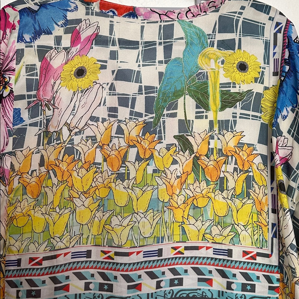 Johnny Was !00% Silk Dress/Tunic Floral Printed Top - Picture 6 of 9